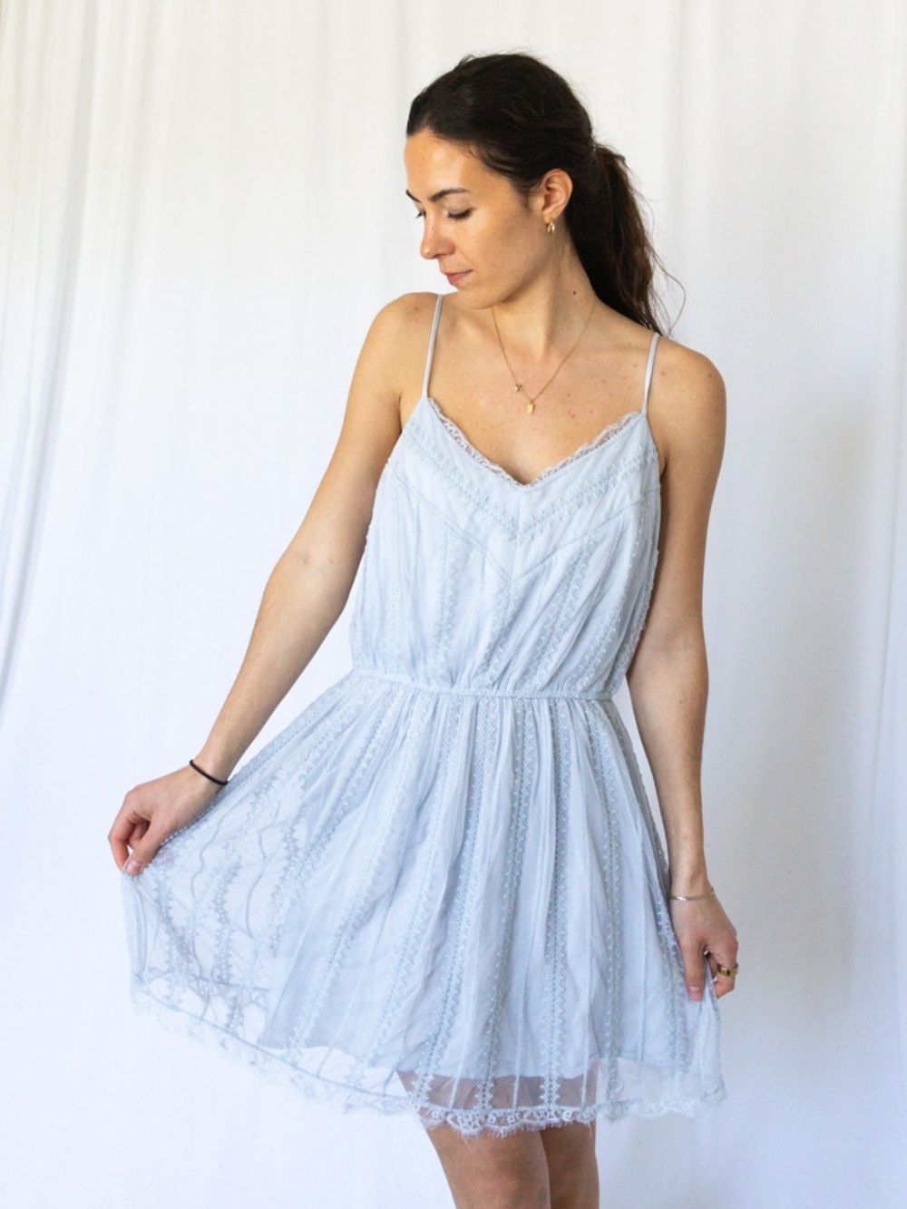 Abercrombie & Fitch Light Blue Lace Mini Dress